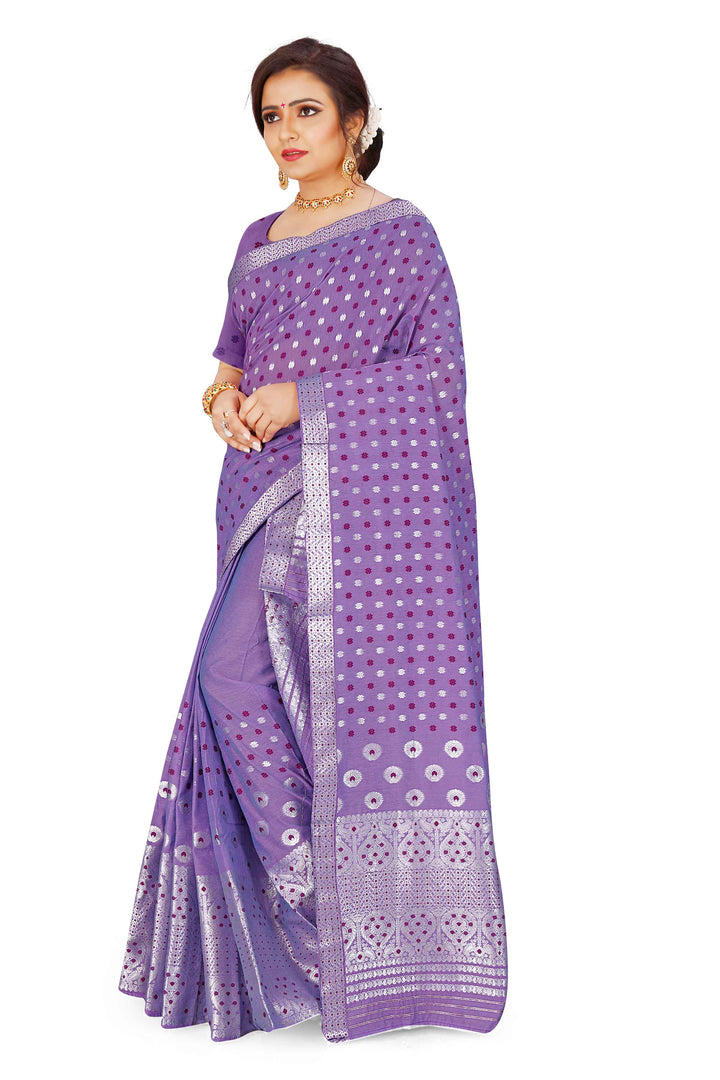 Silver Jari AC Cotton* Mekhela Chador