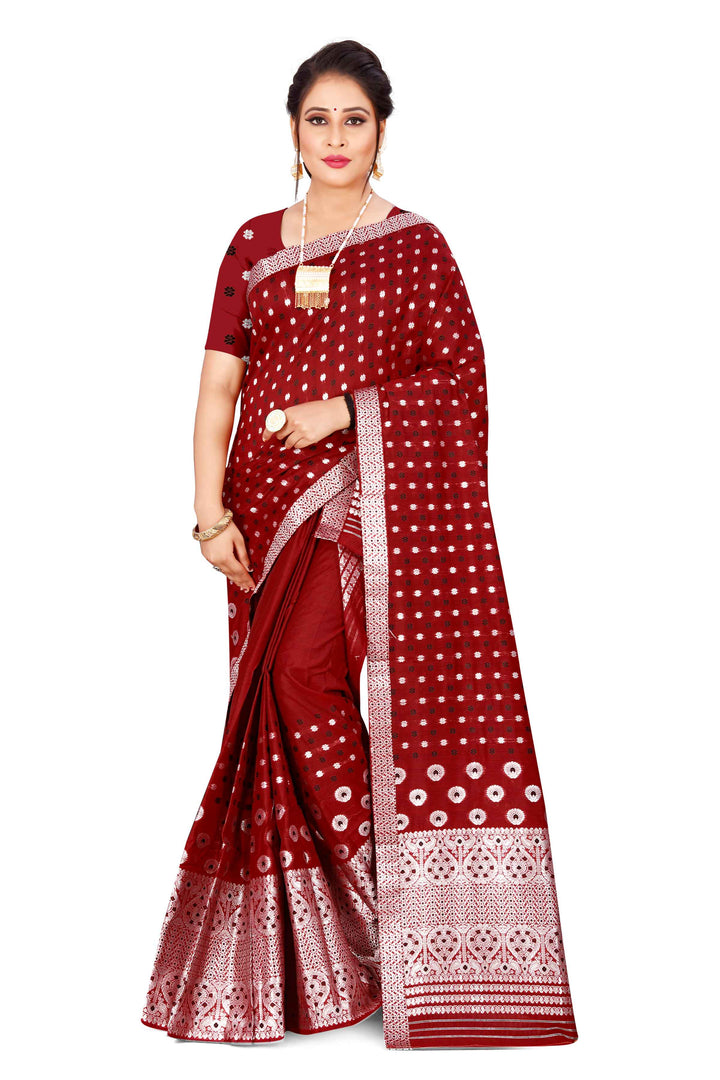 Silver Jari AC Cotton* Mekhela Chador