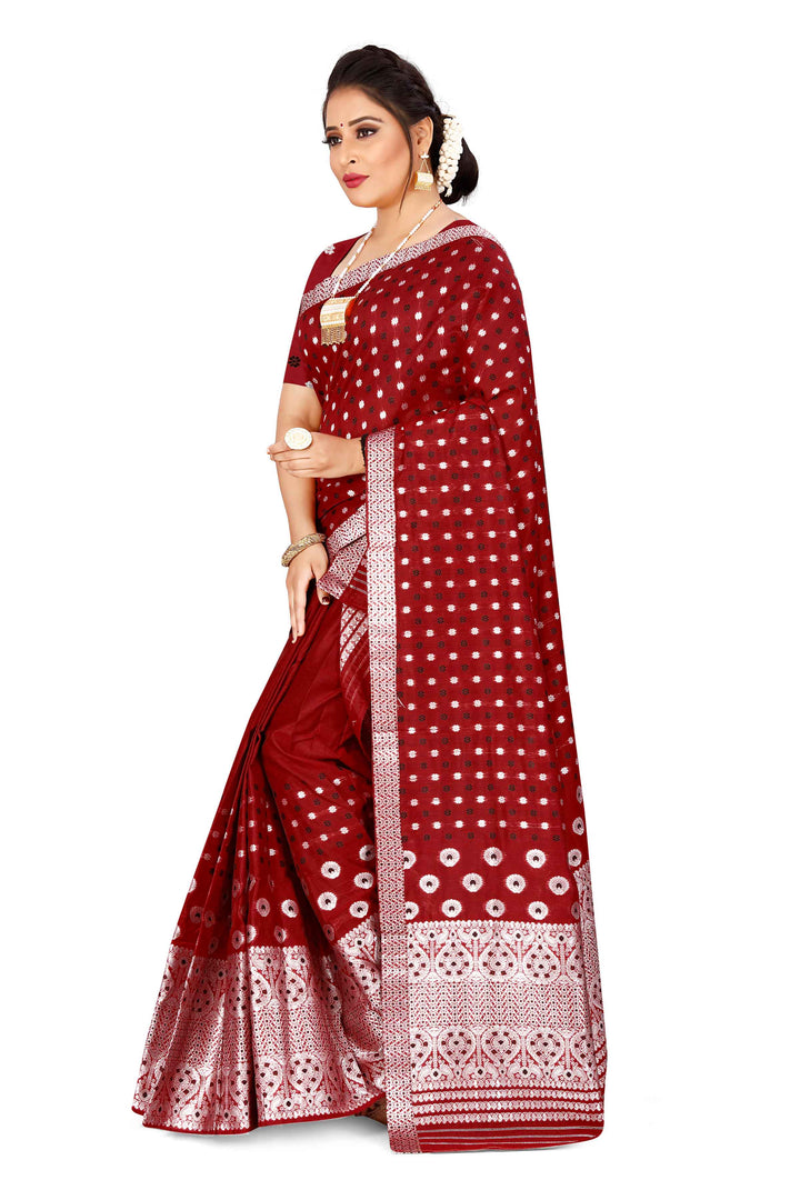 Silver Jari AC Cotton* Mekhela Chador