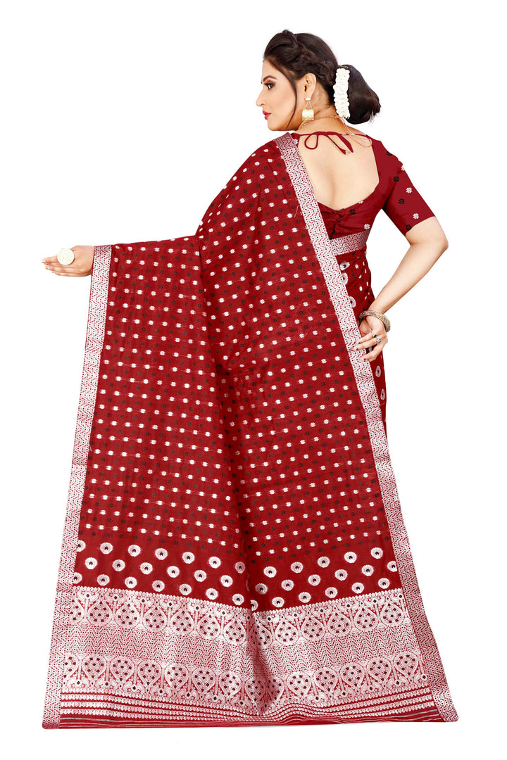 Silver Jari AC Cotton* Mekhela Chador