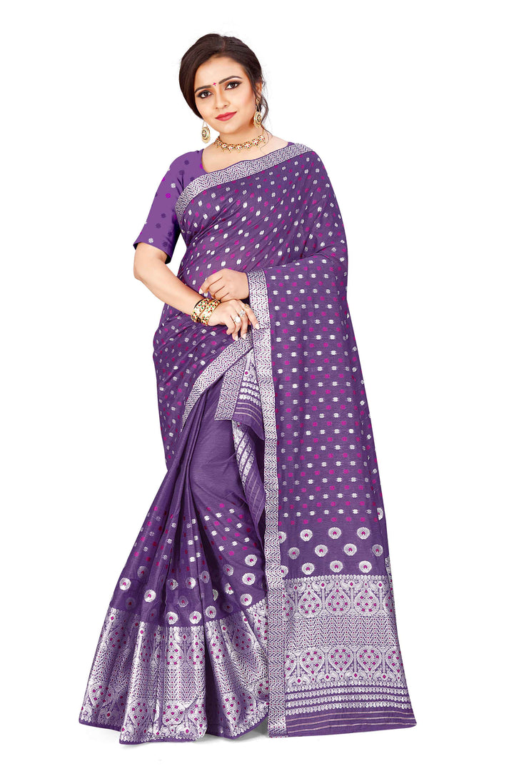 Silver Jari AC Cotton* Mekhela Chador