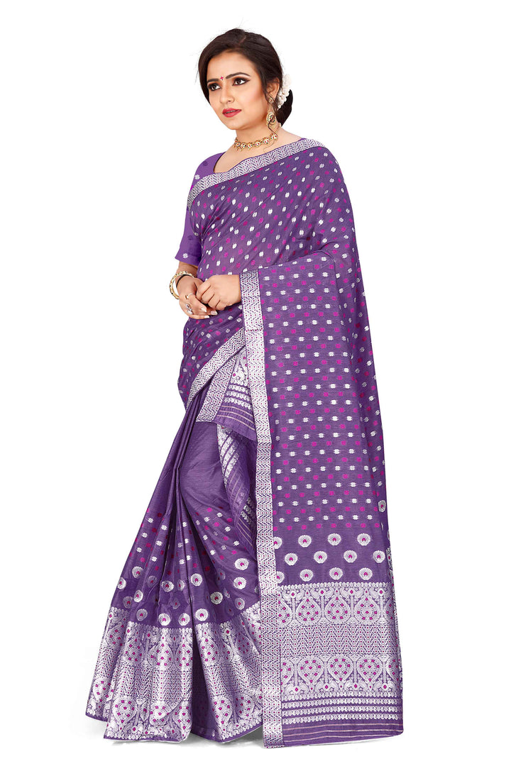 Silver Jari AC Cotton* Mekhela Chador