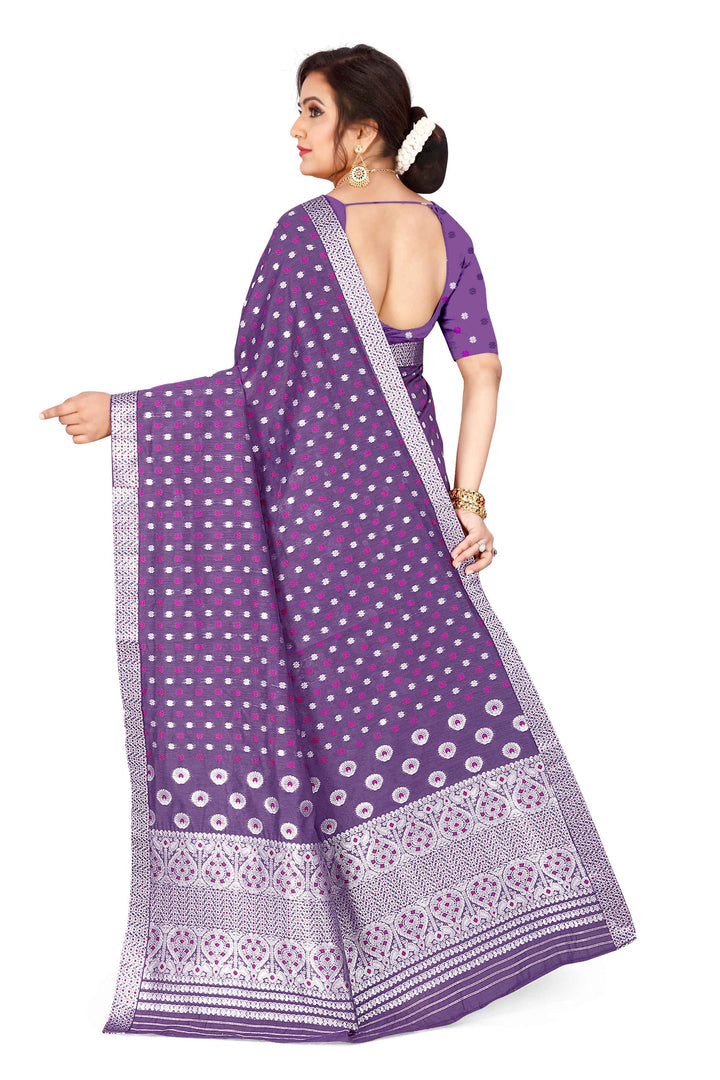 Silver Jari AC Cotton* Mekhela Chador