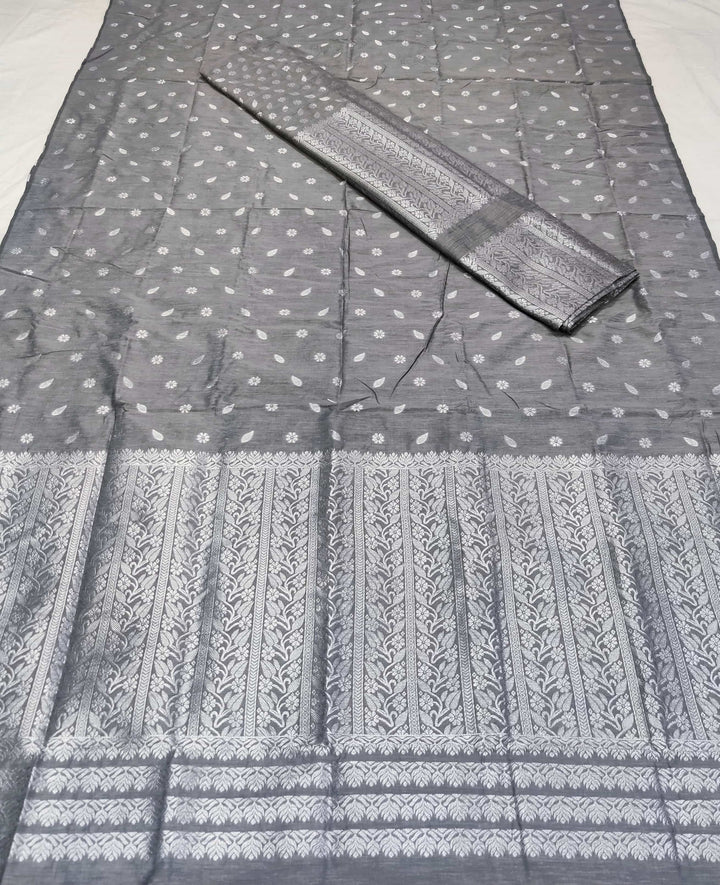 Silver Jari Super Cotton* Mekhela Sador