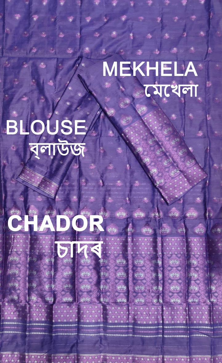 ৰং কৰা গুনা এ চি কটন মেখলা চাদৰ