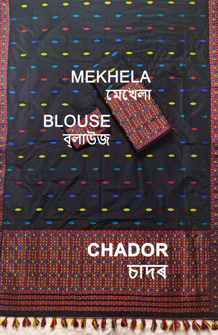 Ready-To-Wear Multi-Dhaga Work Super Cotton* Mekhela Sador