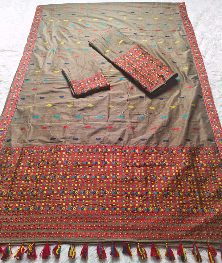 Ready-To-Wear Multi-Dhaga Work Super Cotton* Mekhela Sador