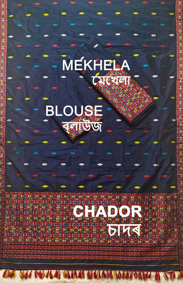 Ready-To-Wear Multi-Dhaga Work Super Cotton* Mekhela Sador