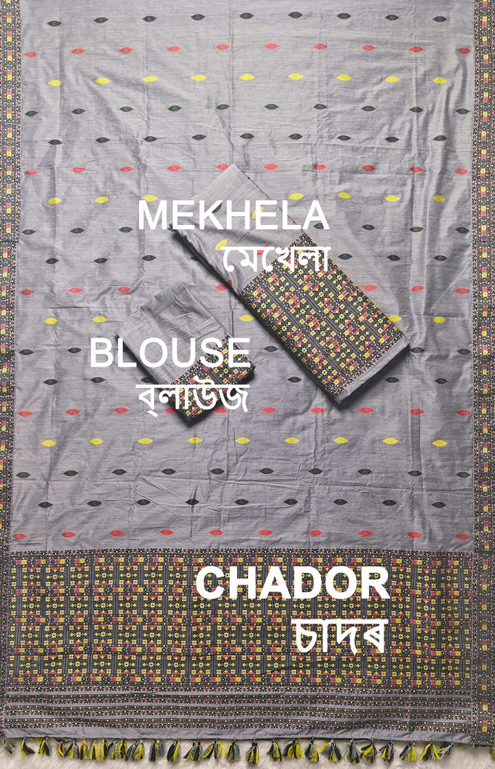 Ready-To-Wear Multi-Dhaga Work Super Cotton* Mekhela Sador