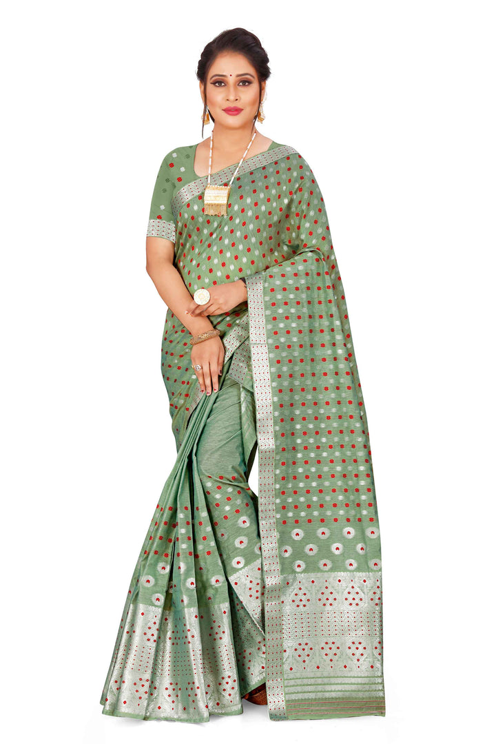 Silver Jari AC Cotton* Mekhela Chador