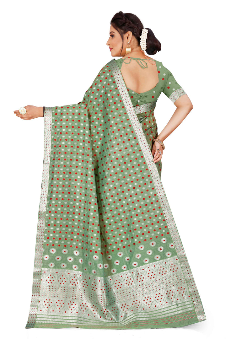 Silver Jari AC Cotton* Mekhela Chador