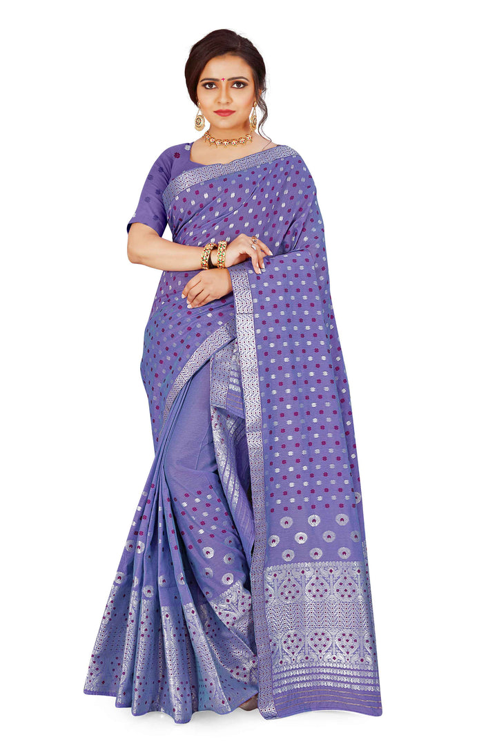 Silver Jari AC Cotton* Mekhela Chador