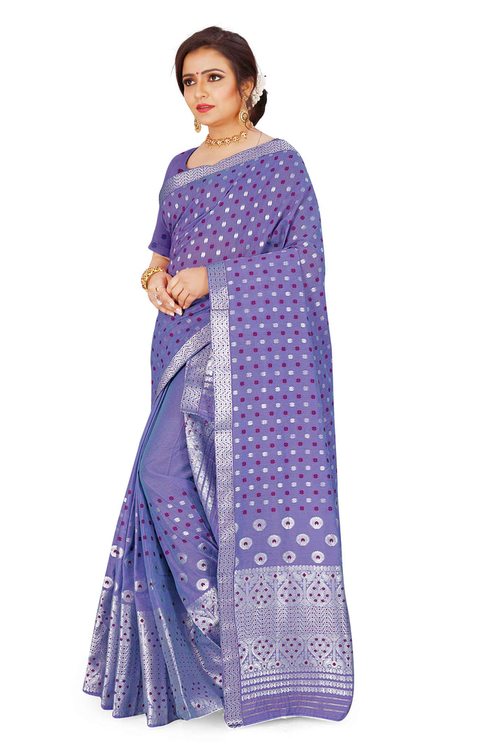 Silver Jari AC Cotton* Mekhela Chador