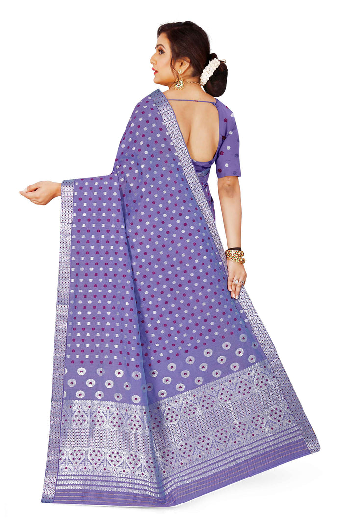 Silver Jari AC Cotton* Mekhela Chador