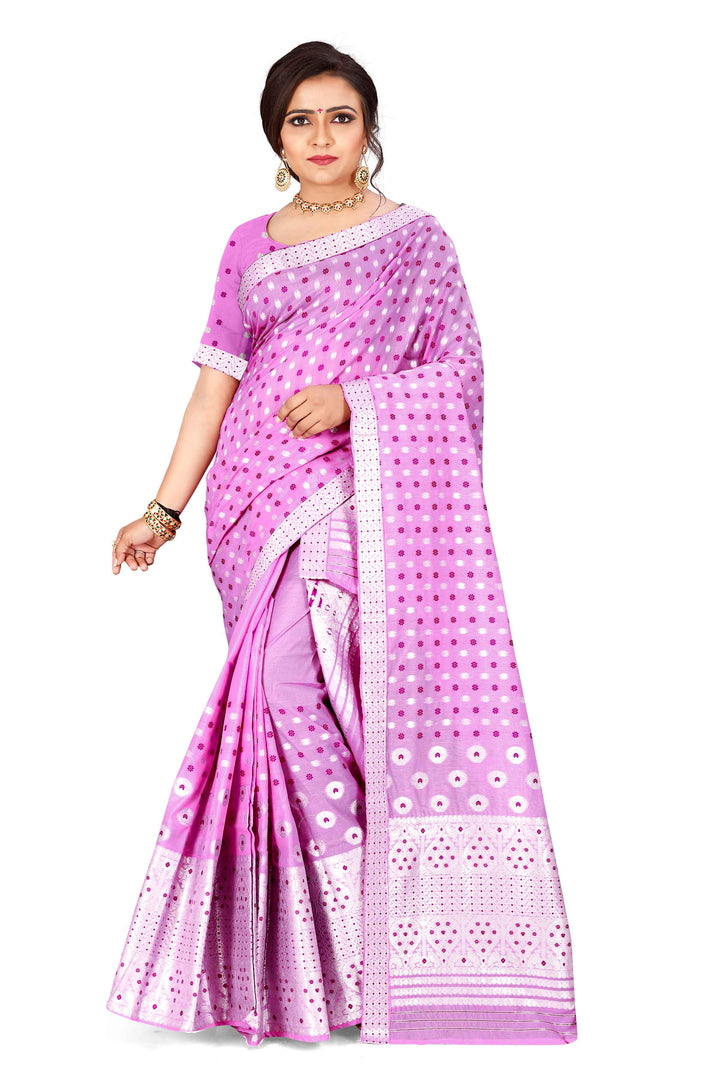 Silver Jari AC Cotton* Mekhela Chador