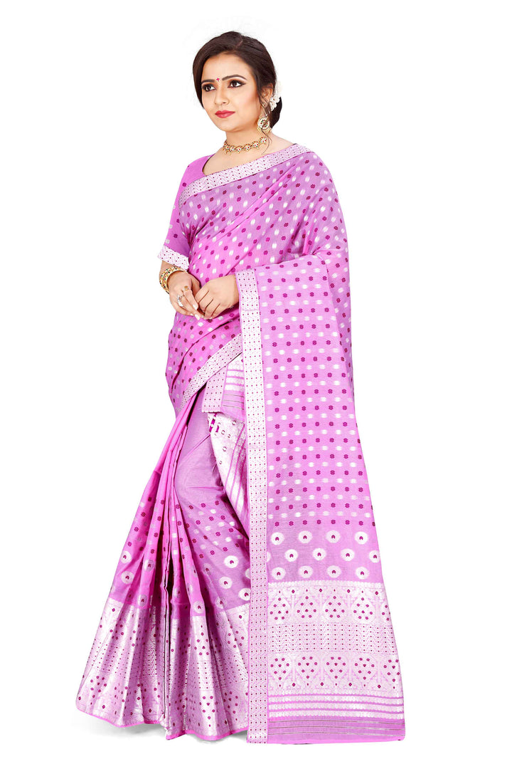 Silver Jari AC Cotton* Mekhela Chador