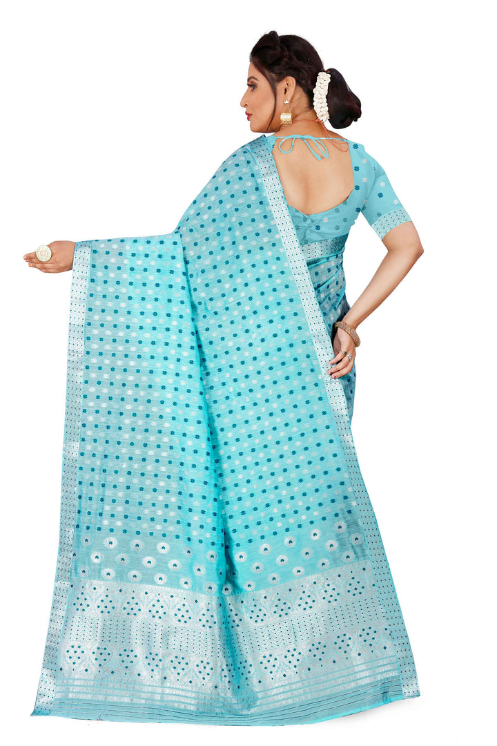 Silver Jari AC Cotton* Mekhela Chador