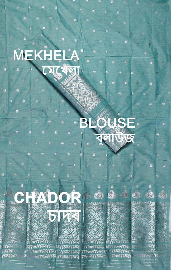 Silver Guna Super Cotton* Mekhela Sador