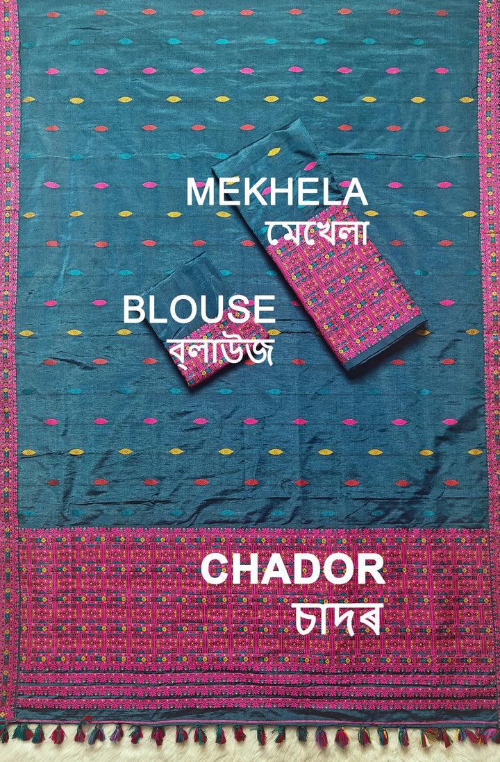 Ready-To-Wear Multi-Dhaga Work Super Cotton* Mekhela Sador