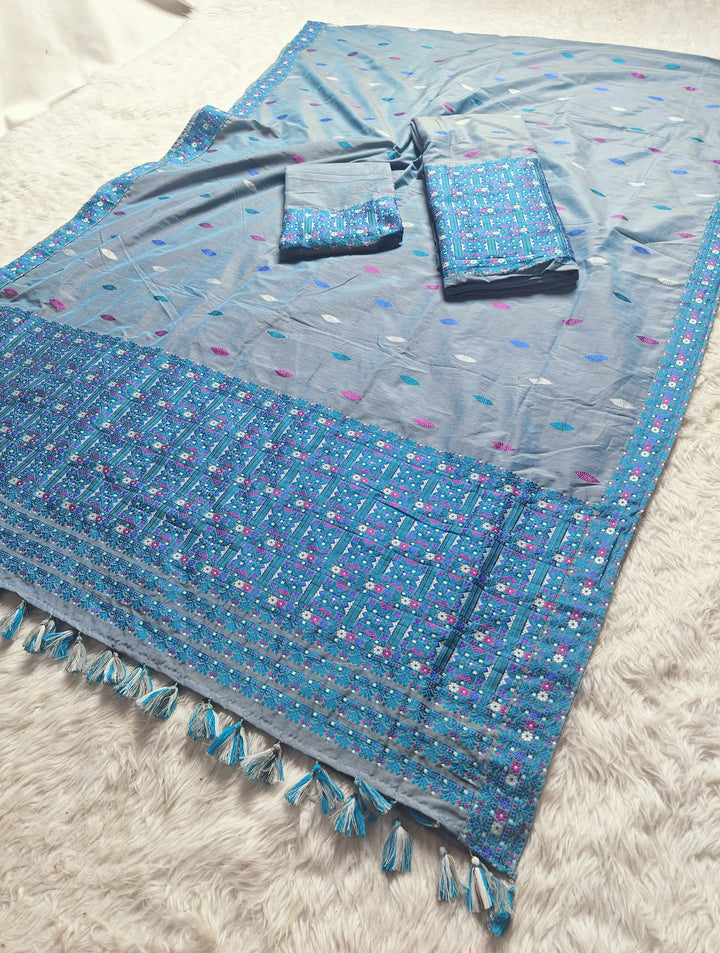 Ready-To-Wear Multi-Dhaga Work Super Cotton* Mekhela Sador