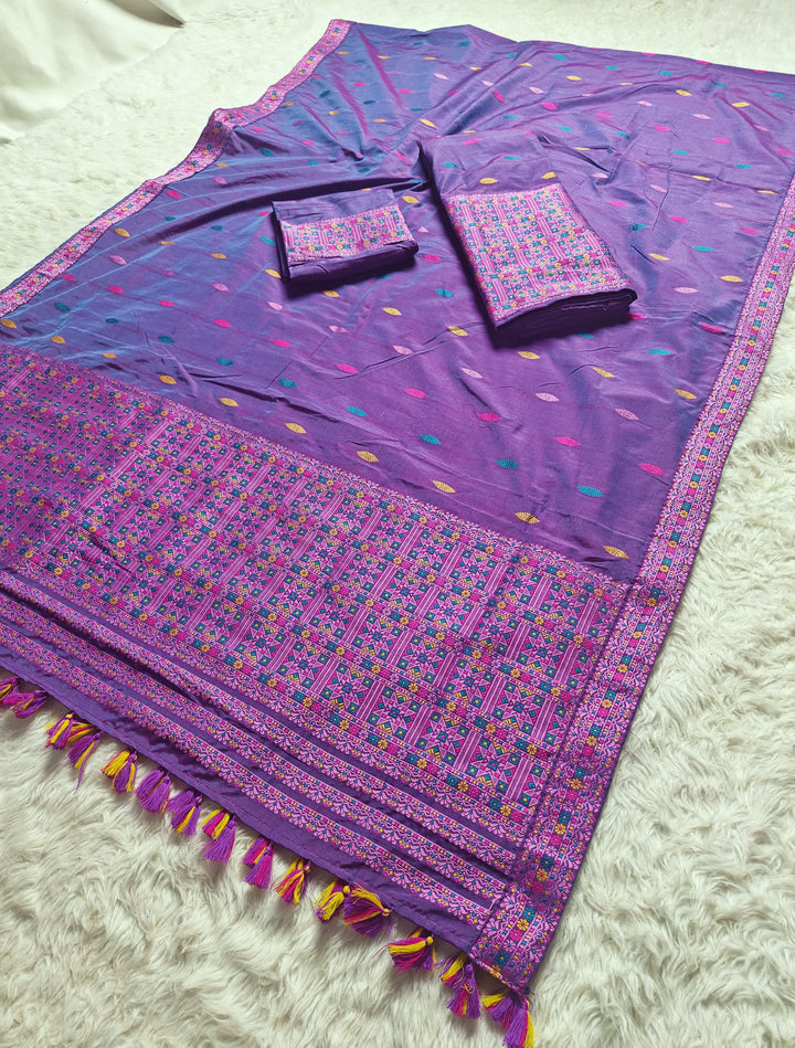 Ready-To-Wear Multi-Dhaga Work Super Cotton* Mekhela Sador