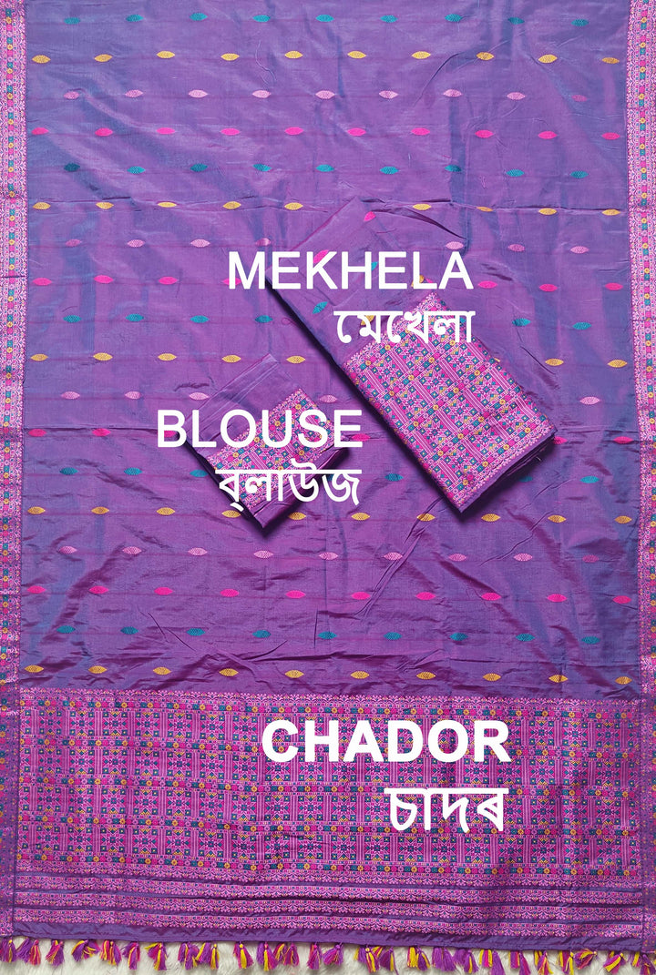 Ready-To-Wear Multi-Dhaga Work Super Cotton* Mekhela Sador