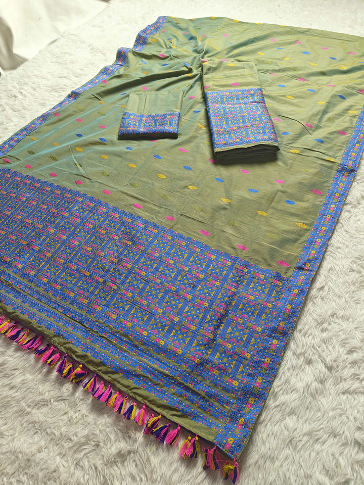 Ready-To-Wear Multi-Dhaga Work Super Cotton* Mekhela Sador