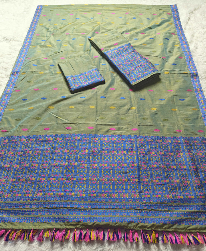 Ready-To-Wear Multi-Dhaga Work Super Cotton* Mekhela Sador