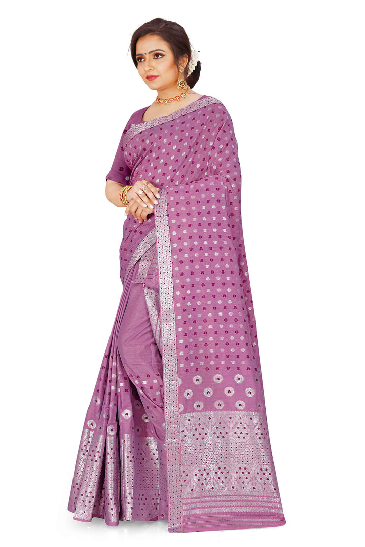 Silver Jari AC Cotton* Mekhela Chador