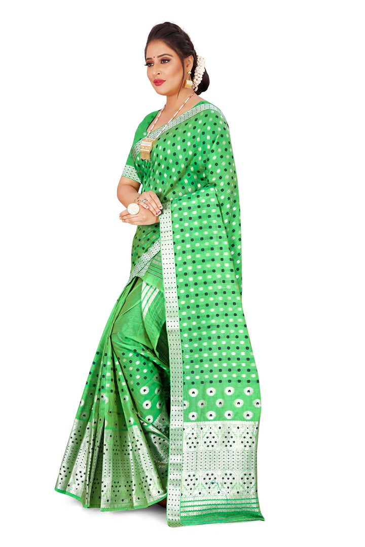 Silver Jari AC Cotton* Mekhela Chador