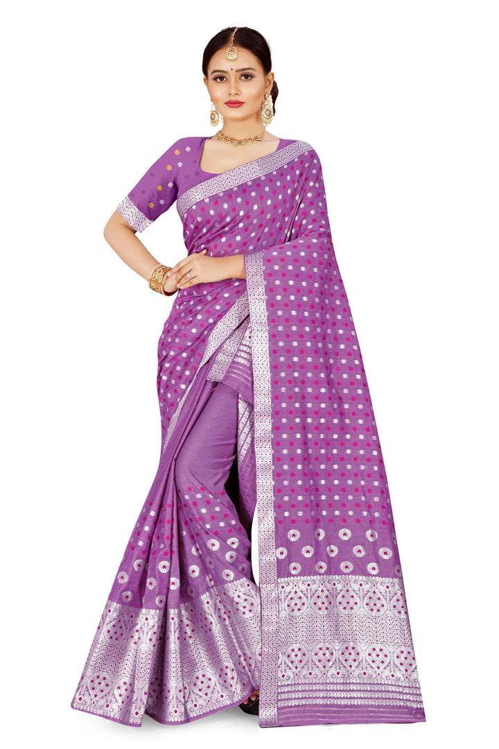 Silver Jari AC Cotton* Mekhela Chador