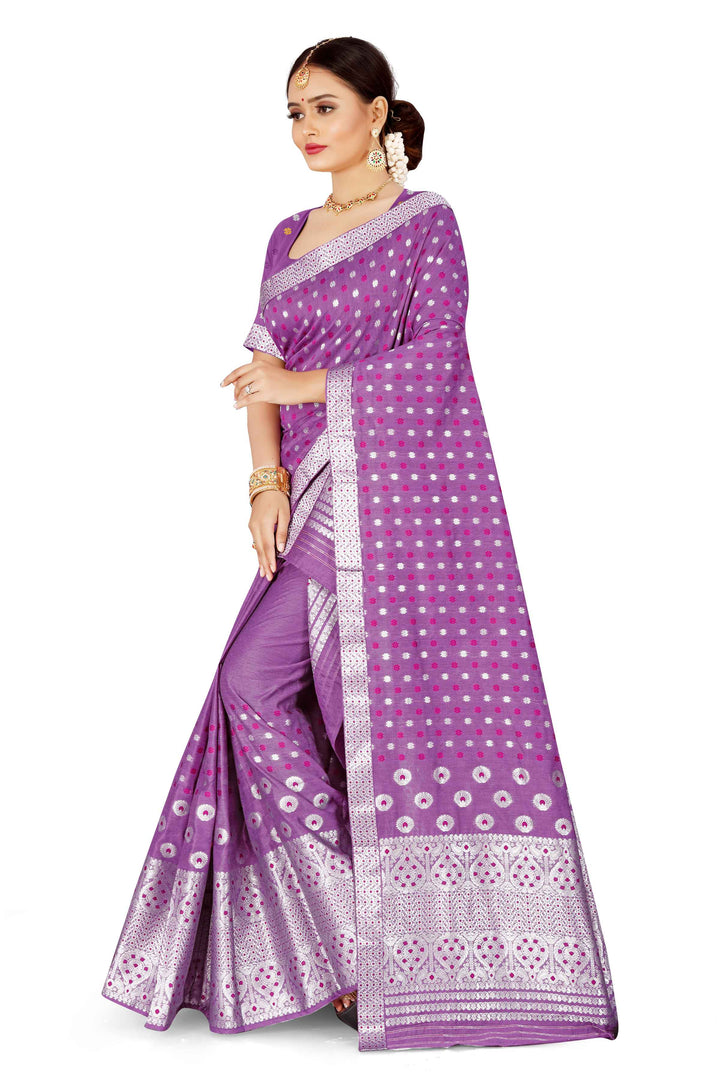 Silver Jari AC Cotton* Mekhela Chador