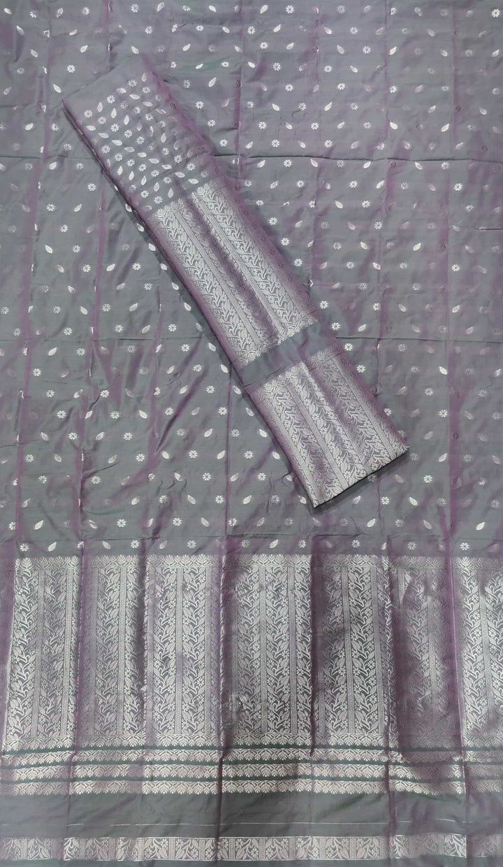 Silver Jari Super Cotton* Mekhela Sador