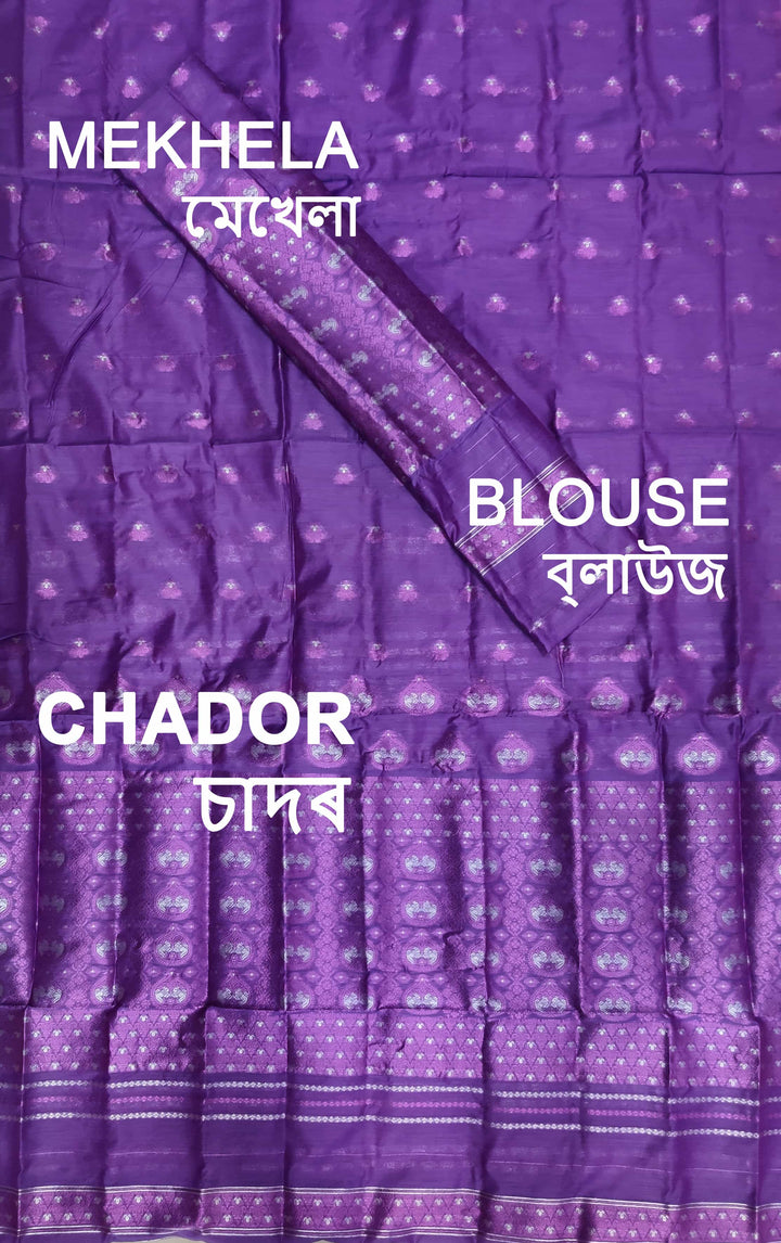 ৰং কৰা গুনা এ চি কটন মেখলা চাদৰ