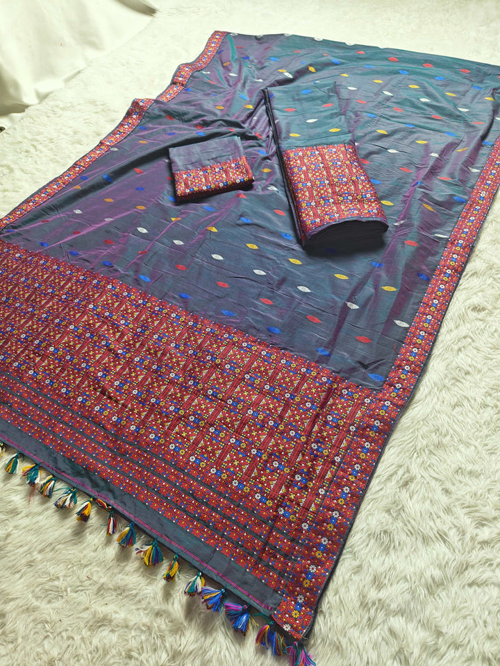 Ready-To-Wear Multi-Dhaga Work Super Cotton* Mekhela Sador