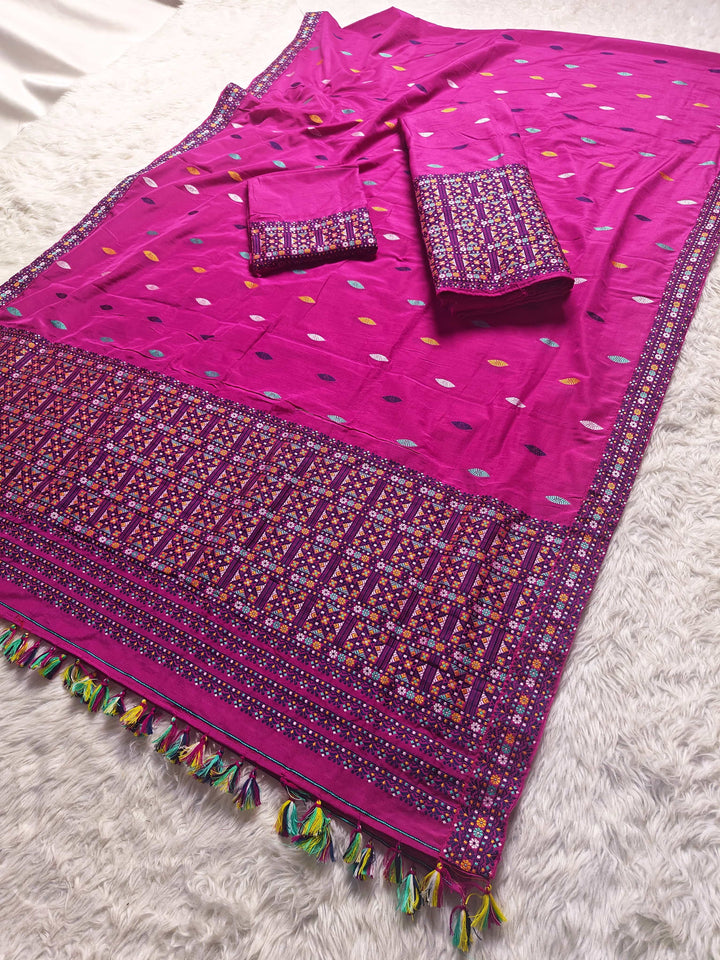 Ready-To-Wear Multi-Dhaga Work Super Cotton* Mekhela Sador