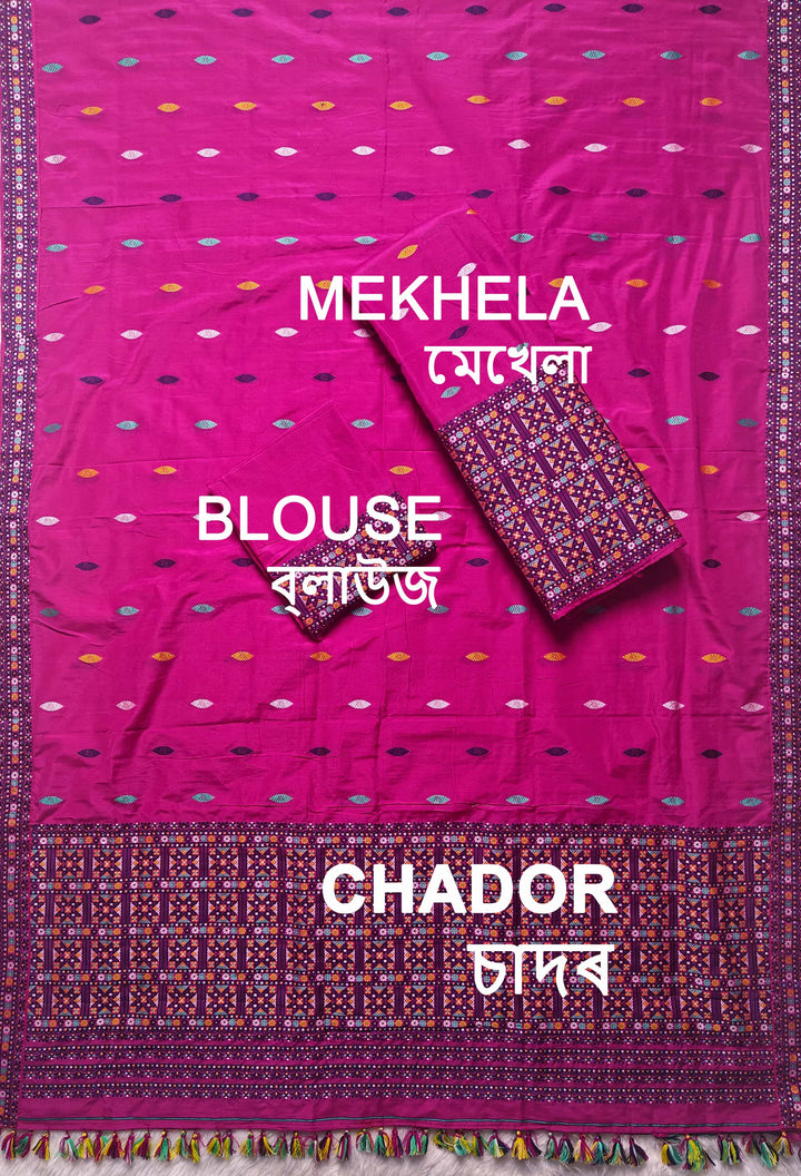 Ready-To-Wear Multi-Dhaga Work Super Cotton* Mekhela Sador