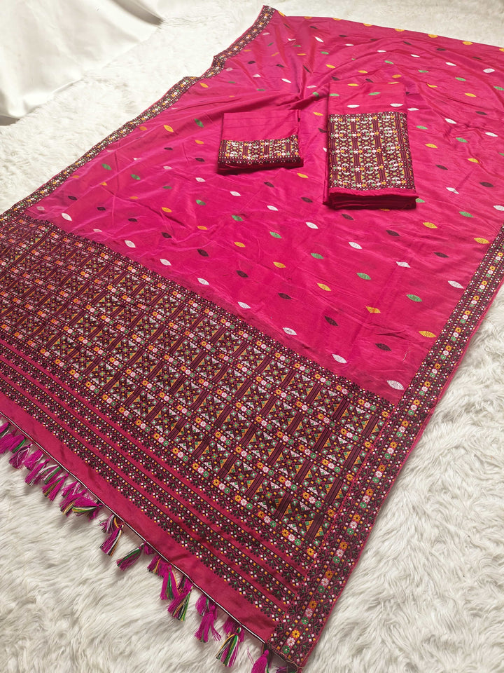 Ready-To-Wear Multi-Dhaga Work Super Cotton* Mekhela Sador