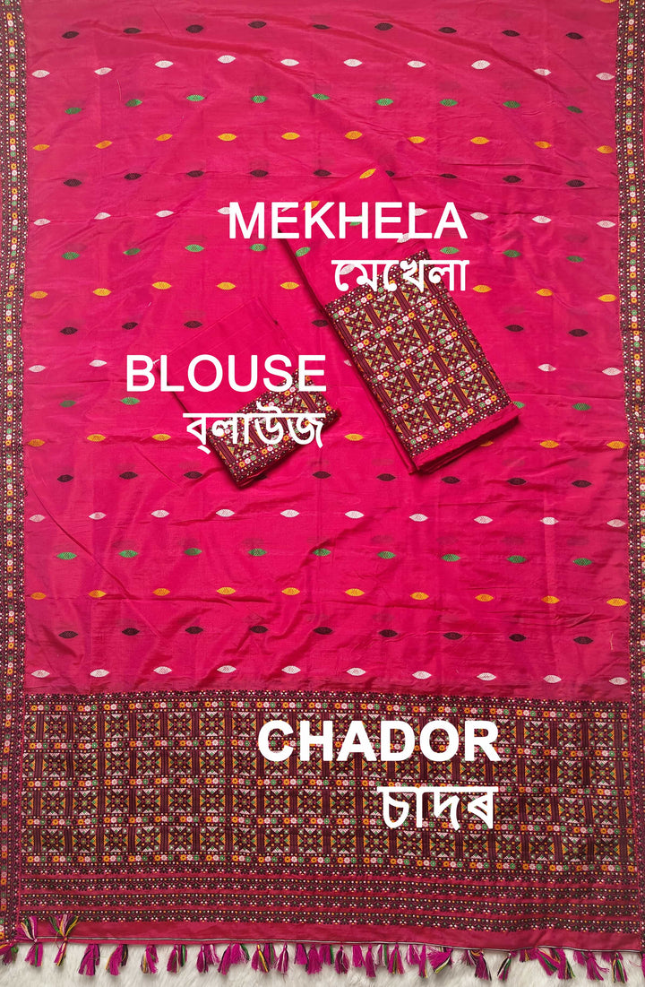 Ready-To-Wear Multi-Dhaga Work Super Cotton* Mekhela Sador