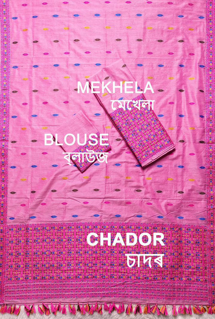 Ready-To-Wear Multi-Dhaga Work Super Cotton* Mekhela Sador