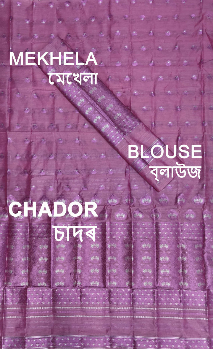 ৰং কৰা গুনা এ চি কটন মেখলা চাদৰ