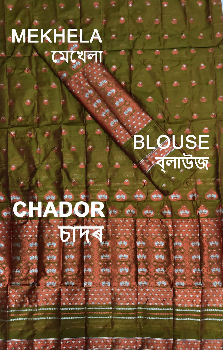 ৰং কৰা গুনা এ চি কটন মেখলা চাদৰ