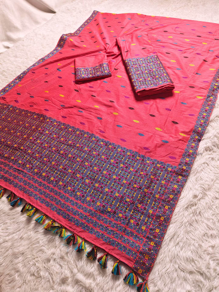 Ready-To-Wear Multi-Dhaga Work Super Cotton* Mekhela Sador