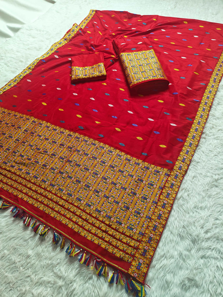 Ready-To-Wear Multi-Dhaga Work Super Cotton* Mekhela Sador