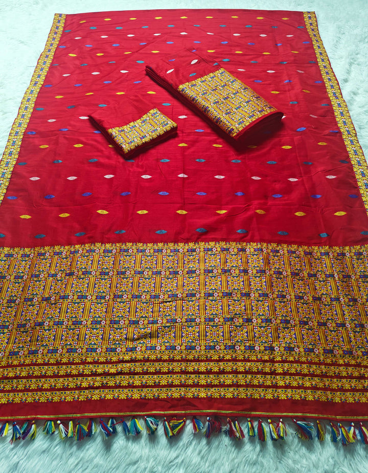 Ready-To-Wear Multi-Dhaga Work Super Cotton* Mekhela Sador