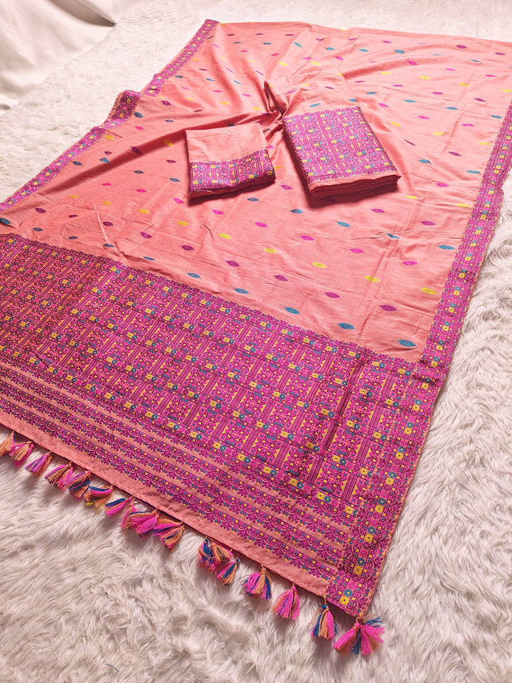 Ready-To-Wear Multi-Dhaga Work Super Cotton* Mekhela Sador