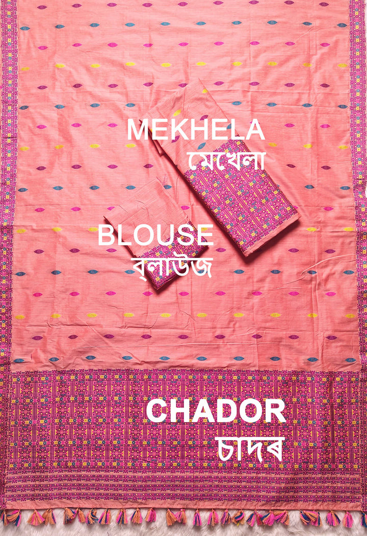 Ready-To-Wear Multi-Dhaga Work Super Cotton* Mekhela Sador