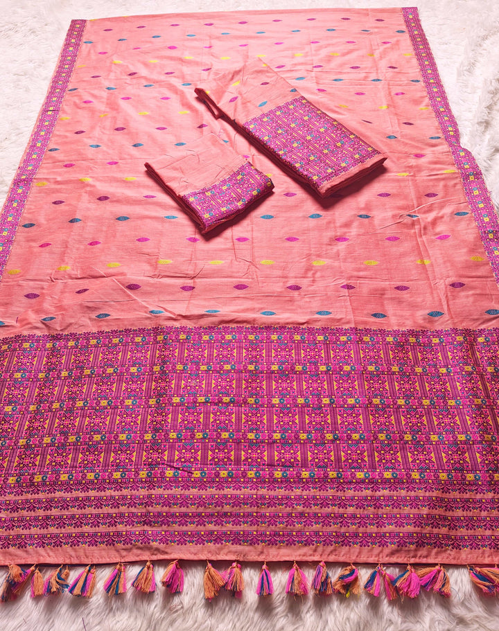 Ready-To-Wear Multi-Dhaga Work Super Cotton* Mekhela Sador