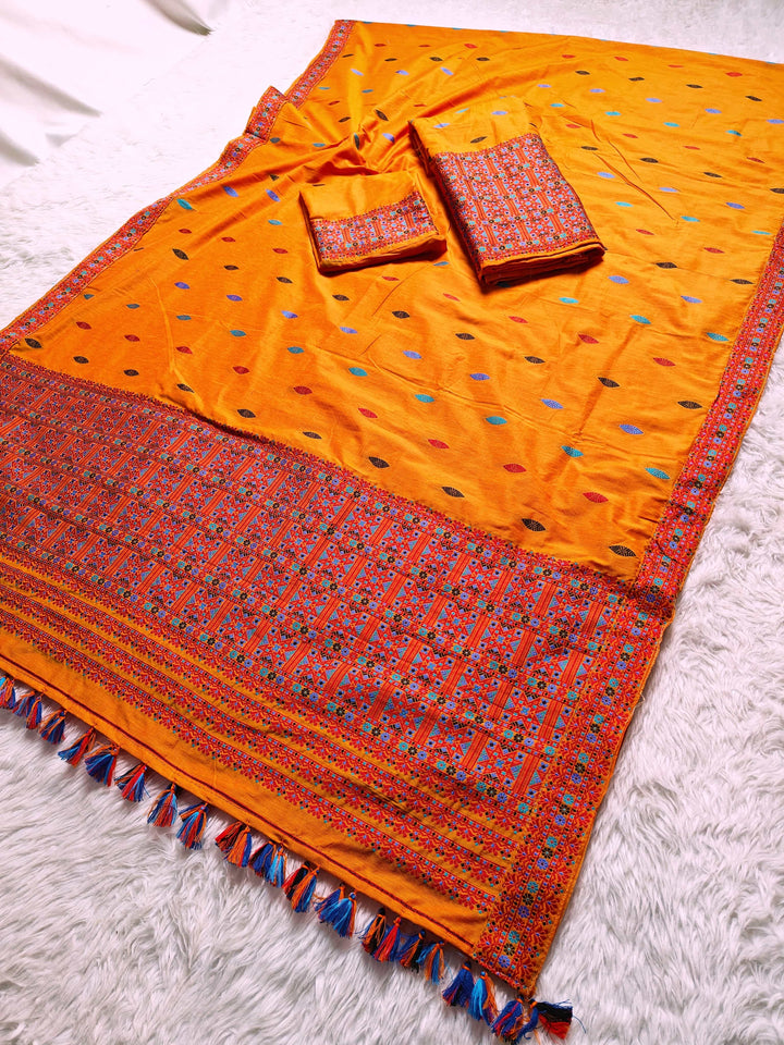 Ready-To-Wear Multi-Dhaga Work Super Cotton* Mekhela Sador