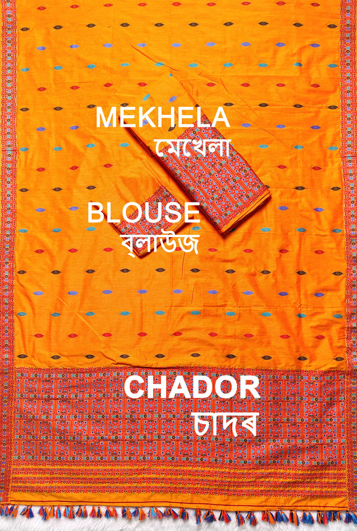 Ready-To-Wear Multi-Dhaga Work Super Cotton* Mekhela Sador